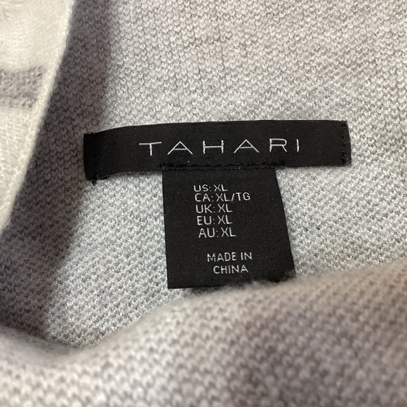 Tahari Cream and Gray Windowpane Plaid Sweater Size XL Cream Gray. Mock Neckline - Picture 3 of 8